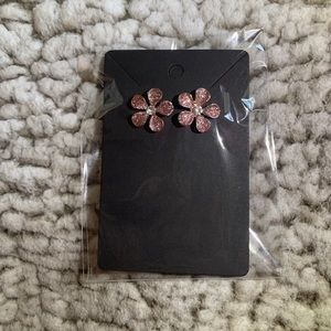 Pink Glittery Flower Earrings